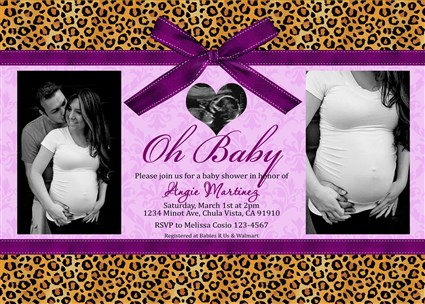 Leopard Cheetah Girls Baby Shower Invitations | Photo Baby Shower